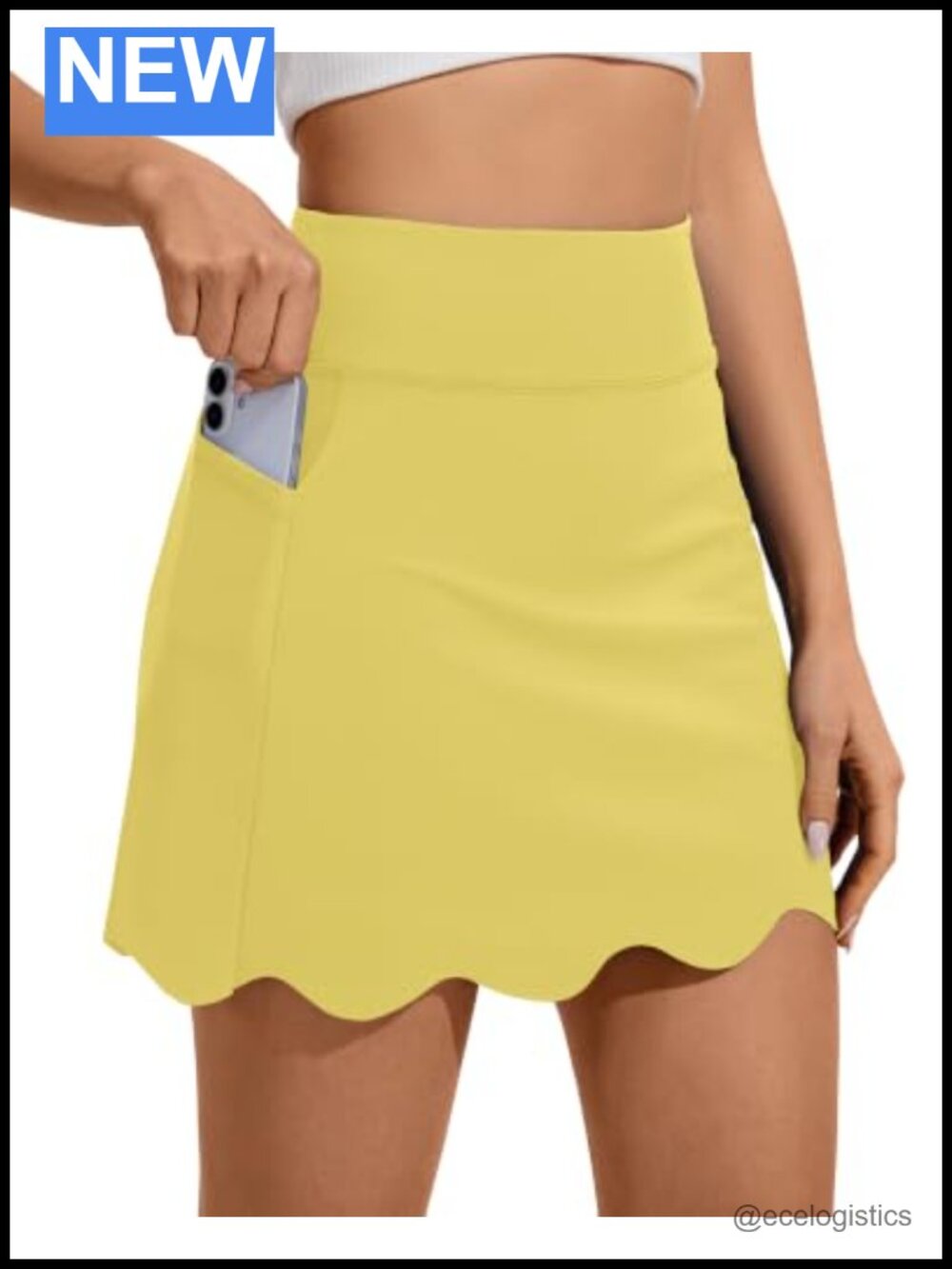 Women's High Waisted Athletic Skort with Pockets Scalloped Hem